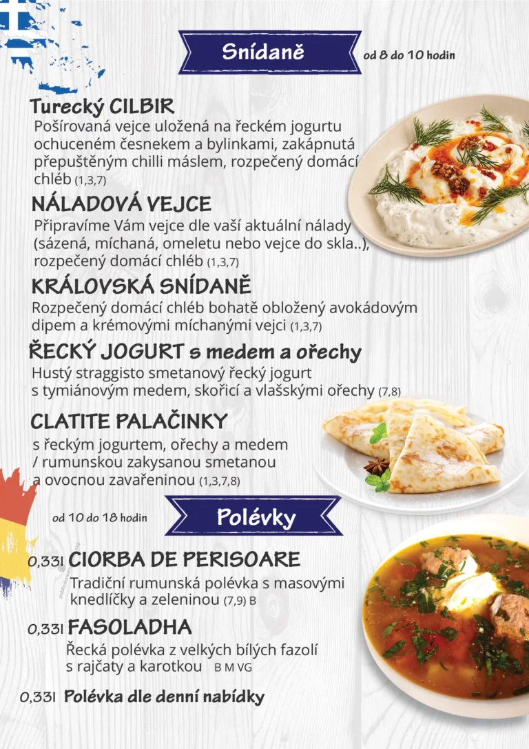 Bistro Bacania – snídaňové menu